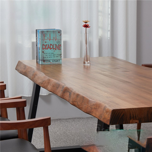 Tốt Nam Mỹ <span class=keywords><strong>walnut</strong></span> bàn ăn với tự nhiên hình dạng sống Top Edge hiện đại thông gỗ slab tre lắp ráp đồ nội thất nhà - Product Image 5