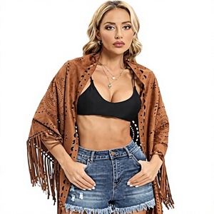 Women's Brown Fringe Shawl Long Dot Pattern Polyester Bohemian <b>Scarf</b> For Summer Daily Wear - Product Image 1