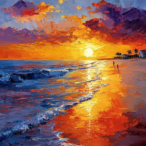 Peint à la main moderne coucher de soleil plage peinture à l'huile <span class=keywords><strong>Palette</strong></span> couteau paysage marin toile Art paysage mur Art avec impression à la main - Product Image 5