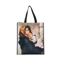 Bolsa de compras tejida personalizada, bolsa de regalo portátil para supermercado con publicidad, bolsa de tela duradera