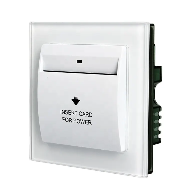 GTD Smart hotel using 4MM thickness white tempered Glass 220V AC 40A Energy Saver card holder wall switch