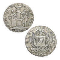 Moneda Conmemorativa de Perú de 8 Reales (Monedas Provisionales) de 1822, Fernando VII, Estilo Antiguo, Latón Esmaltado Plateado, Regalos para el Hogar