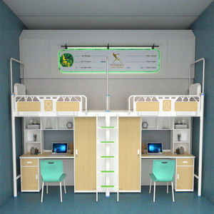 Современная школьная мебель, двухместная железная кровать для студентов, удобная металлическая спальня-Лофт - Product Image 4