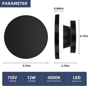 Applique murale moderne <span class=keywords><strong>d</strong></span>'extérieur, noire, ronde, étanche, à LED, lampe solaire Eclipse pour patio, véranda, <span class=keywords><strong>porte</strong></span> <span class=keywords><strong>d</strong></span>'<span class=keywords><strong>entrée</strong></span> - Product Image 2