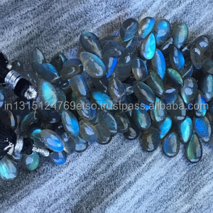 Perles de larme Chaîne Pierre précieuse naturelle Labradorite Bleu IGI Certifié - Product Image 1