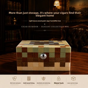 Humidor <span class=keywords><strong>de</strong></span> Cigarros <span class=keywords><strong>de</strong></span> Lujo <span class=keywords><strong>de</strong></span> Alta Gama con Revestimiento <span class=keywords><strong>de</strong></span> Madera Sólida y Forro <span class=keywords><strong>de</strong></span> <span class=keywords><strong>Cedro</strong></span> Español, Humidificador Incorporado, Acabado Lacado para Maduración - Product Image 4