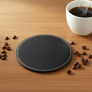 Classic Premium PU Coasters for Coffee Cup Drinks Stitching Line Oiled Edge Coasters for Brand Business Promotions Hotel Events