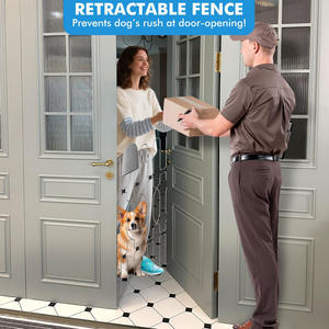 Barrière de porte rétractable en métal, 24,4 pouces de large, 35 pouces de haut, barrière de sécurité pour <span class=keywords><strong>chien</strong></span> pour porte d'entrée, installation facile, barrière rétractable pour animaux de compagnie - Product Image 2