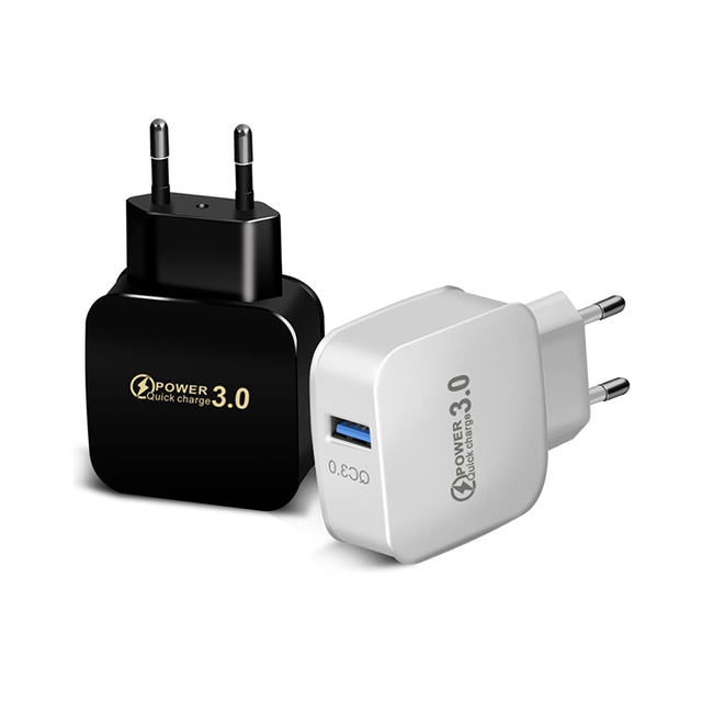 Universal 1 USB Port QC3.0 12W 5V/2.4A OTP Wall Charger Adapter with EU/US Plug for Mobile Phone