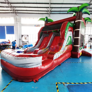 Castillo inflable tropical de doble carril para niños con tobogán, combo comercial con tobogán inflable para eventos - Product Image 2