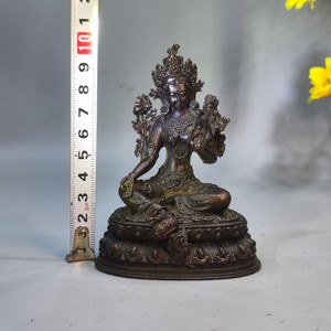 Statue de <span class=keywords><strong>Bouddha</strong></span> <span class=keywords><strong>Tara</strong></span> Verte en Bronze Antique, Gravée et Embossée, Petite Statue Tibétaine pour la Richesse, Prière Bouddhiste, Métal, Noël - Product Image 4