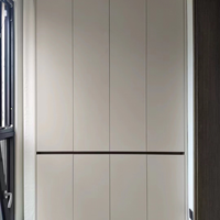 Armoire en MDF avec poignées, style moderne beige, noyer, chêne crème, bois naturel, Japandi
