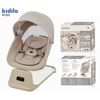 Berceau à bascule électrique personnalisé Kidilo Factory avec auvent, 5 vitesses, 3 positions inclinables, chaise pour nouveau-né en polyester