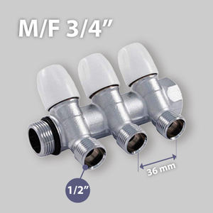 Colector lineal de 2 vías con grifo TIMME 3/4 1/2 (16) Accesorios de tubería - Product Image 3