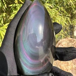 Cristal Natural Arco Iris obsidiana gota de agua llama decoración tallada a mano piedra cruda pulida para el hogar ornamento regalo de negocios Hada - Product Image 6