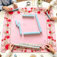 Tapis de Mahjong Américain Carré Pliable Anti-Plis en Caoutchouc Écologique, Esthétique Chinoiserie, Design Personnalisé pour le Divertissement