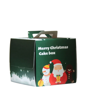 Caja de pastel de Navidad gratis personalizada ecológica con asa Embalaje de Brownie de gama alta para alimentos y aperitivos de panaderí<span class=keywords><strong>a</strong></span>-Laminación mate - Product Image 1