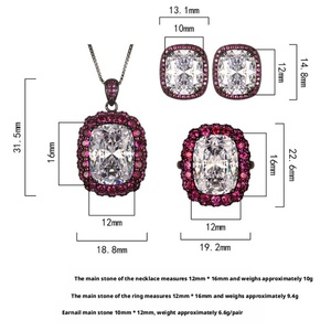High End Eco-friendly Copper Black Gold Plated 12*16mm White Zircon High Quality Jewelry Necklace <b>Set</b> for Premium Daily Elegant - Product Image 2