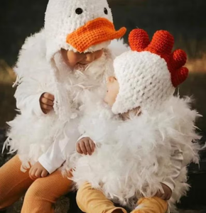 Costume de poulet en peluche pour bébé, ensemble de vêtements d'Halloween à plumes, tenue de fête pour tout-petit avec sac à main poulet - Product Image 5