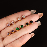 Anting-anting kancing bunga zircon berlapis emas 18K, model baru yang sedang tren, anting-anting tetesan air stainless steel, perhiasan anti kusam