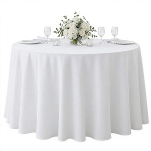 Nappe ronde en polyester blanc en gros pour mariage, banquet, événement, décoration, taille personnalisée - Product Image 1