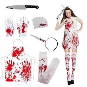 Costume da Infermiera Insanguinata per Festa di Halloween, Copricapo Gotico Scuro, <span class=keywords><strong>Trucco</strong></span> Elegante per Ragazze, Travestimento per Festival, Trick or Treat - Product Image 3
