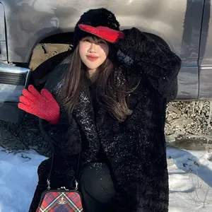 IC-KHR FUR WINTER 도매 하이 퀄리티 겨울 남여 공용 따뜻한 니트 토끼 모피 모자 남성과 여성 겨울 따뜻한 두꺼운 모자