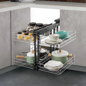 Modern Stainless Steel <b>Wire</b> <b>Basket</b> Hidden Pantry Cabinet Pull Out Storage in Kitchen Space-Saving Magic Corner Design 02.2A.RWB1 - Product Image 4