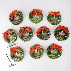 Christmas Decorations Mini Artificial Flower <b>Wreath</b> with Bell Ribbon Star Christmas Tree Accessories Decoration - Product Image 1
