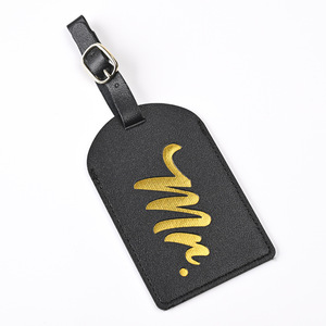 Vendita all'ingrosso bassa di MOQ stampa di lamina oro debossed <span class=keywords><strong>MR</strong></span> & MRS in pelle Hang Tag da viaggio etichetta per valigie zaino - Product Image 5