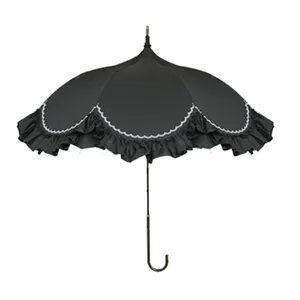 Goedkope Gemaakt In China Paraplu Met Lange Pu Handvat Halve Cirkel Vorm Pagode Paraplu Japanse Prinses Brede Kant Rand Paraplu