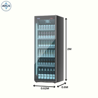 Vitrine Réfrigérée Verticale Commerciale à Température Unique avec Portes Vitrées et Refroidissement par Ventilation pour la Présentation de Viandes en Supermarchés