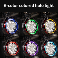 Phare auxiliaire de moto JPAD J9S LED 12V à luminosité réglable, phare de route 22000LM, phare antibrouillard halo 6 couleurs 200W, 9 lentilles super lumineuses