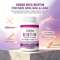 Capsules de biotine 10000 mcg pour la santé des cheveux, de la peau, des ongles et des cils - Complément alimentaire