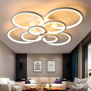 <span class=keywords><strong>Lustra</strong></span> LED plafoniera dimmerabile 3000K 6000K moderno 4 8 anelli 130W montaggio a filo apparecchio di illuminazione a soffitto per soggiorno - Product Image 1