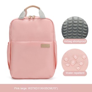 15" Large Waterproof Eco-Friendly Nylon Softback <b>Laptop</b> <b>Backpack</b> Business Arcuate Shoulder Strap Zipper Open Airbag Protection - Product Image 3