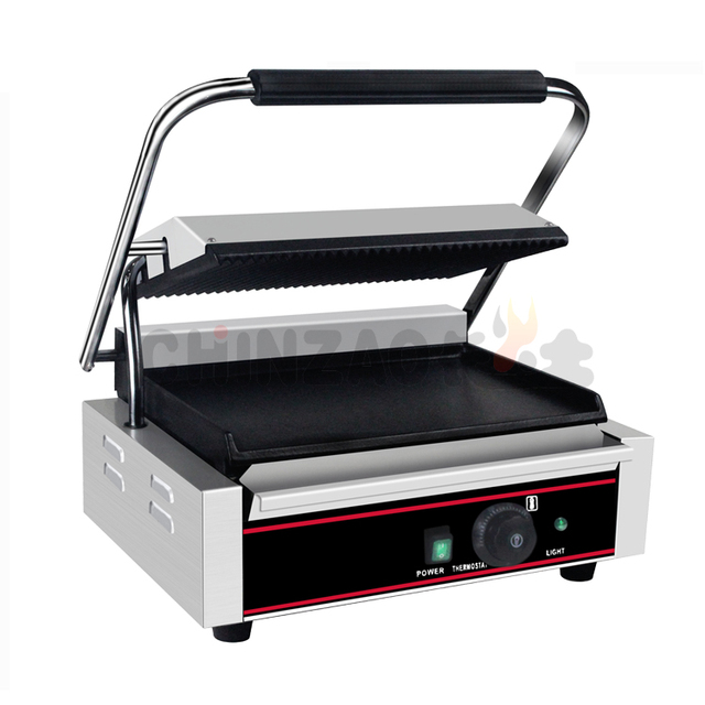 Single Plate 2.2Kw Panini Grill Press Machine Electric Grills & Griddles with 1 Smooth Bottom