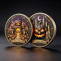 Pièce de monnaie en argent MM Citrouille d'Halloween, en alliage, double face, gaufrée en 3D, souvenir commémoratif pour cadeaux de fête d'Halloween, en stock