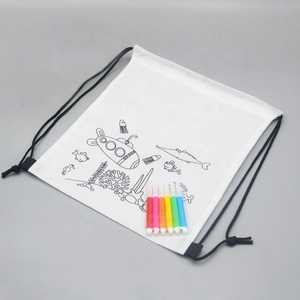 Bộ Túi Dây Rút Quà Tặng Tự Làm Cho Trẻ Em Túi Dây Rút Graffiti Không Dệt Logo Theo Yêu Cầu Túi Ba Lô Tô Màu Tự Làm Cho Trẻ Em Có Thể Vẽ Được - Product Image 2