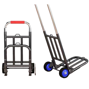 Chariot pliant portable à 2 roues en acier inoxydable, petit chariot de courses avec poignée télescopique, grande capacité de charge - Product Image 3