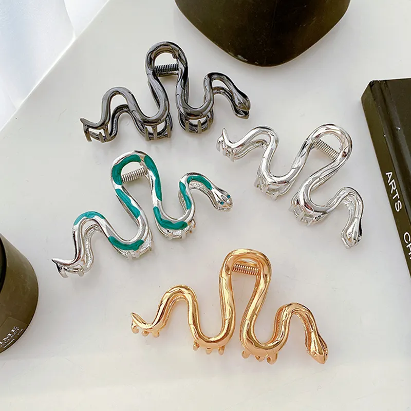 Ins Hot Selling Metal Snake Shape Dierlijke Haaraccessoires 10.5Cm Grote Koude Wind Haarklauw Clips Voor Vrouwen