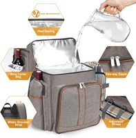 Sac à dos de pique-nique pour 4 personnes, ensemble isotherme étanche, pochette à vin, design à double étage - Utilisation en plage, camping, parc