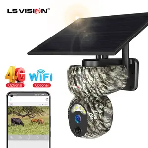 LS Vision Câmera IP de segurança com energia solar, visão noturna externa, sem fio, bateria solar, CCTV, câmeras de rede para caça