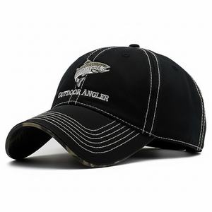 Casquettes de baseball en coton non structurées à 6 panneaux avec logo brodé personnalisé OEM, style vintage vieilli, visière camouflage, réglables, pour papa - Product Image 1