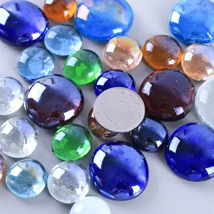 Bulk Landscape Glass Flat Beads Mix Colors Pebble Decorative Garden Glass Pebble Stones Bulk Glass Pebbles