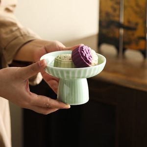 Ceramic Fruit Plate Round Porcelain New Chinese Style Dessert Dish Party <b>Snack</b> <b>Tray</b> - Product Image 1