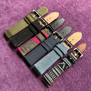 Correa de <span class=keywords><strong>reloj</strong></span> inteligente fina cambiable personalizada, correas de <span class=keywords><strong>reloj</strong></span> de cuero de tela de Tweed, bandas de repuesto de 20mm y 22mm, correas de <span class=keywords><strong>reloj</strong></span> de lona - Product Image 5