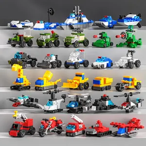 2024 nouveautés enfants Police militaire briques jouets pompiers Mini modèles ingénierie véhicule bloc de construction ensemble - Product Image 1