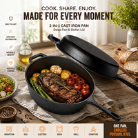 Ensemble de poêles en fonte, poêles à frire en fer avec excellente rétention de chaleur pour frire, saisir, cuire au four, griller et faire du barbecue