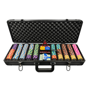 Ensemble complet de <span class=keywords><strong>poker</strong></span> Texas Hold'em WPT Crown Chip avec jetons en argile de 14g, étui en aluminium noir, nappe de table et accessoires de salle de jeu Mahjong - Product Image 1